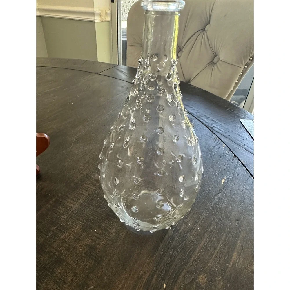 Vintage Clear Glass Hobnail Bubble Bud Vase Teardrop Shape 8.5 Inch EUC